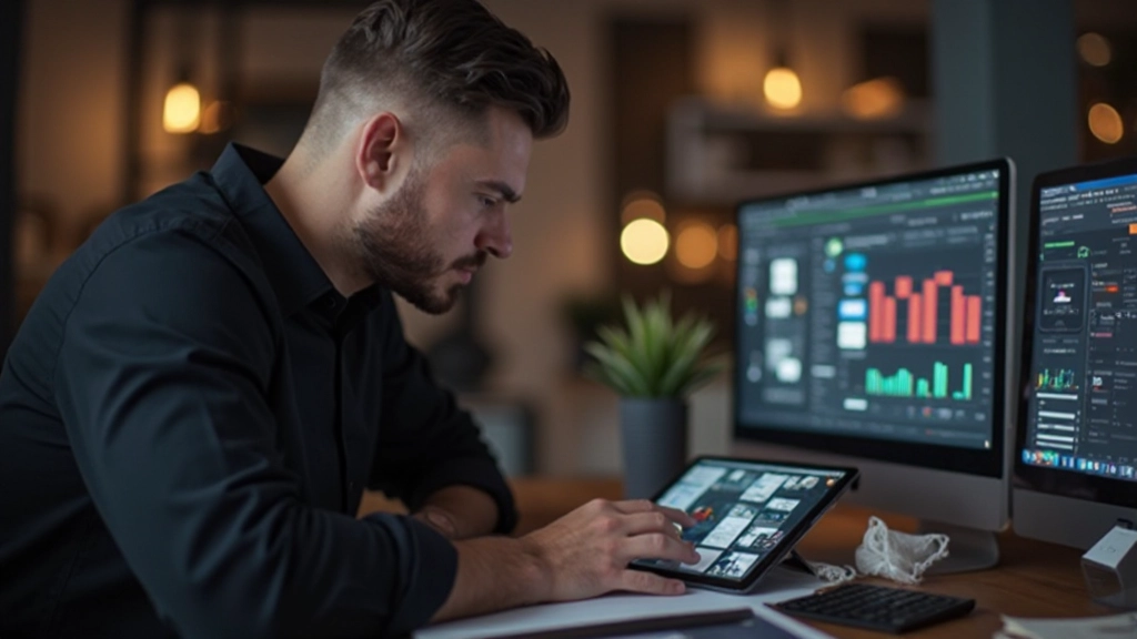 Návrhár pracuje na digitálnom dizajne vstupnej stránky s grafickým softvérom