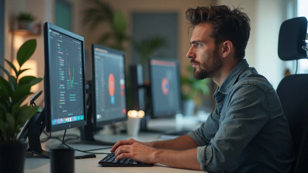 Profesionálny vývojár testuje webovú aplikáciu na počítači v kancelárskom prostredí