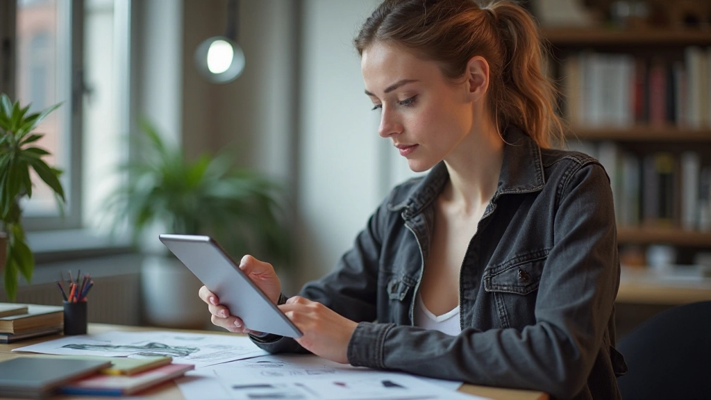 Návrhár pracuje na digitálnom dizajne vstupnej stránky s grafickým softvérom
