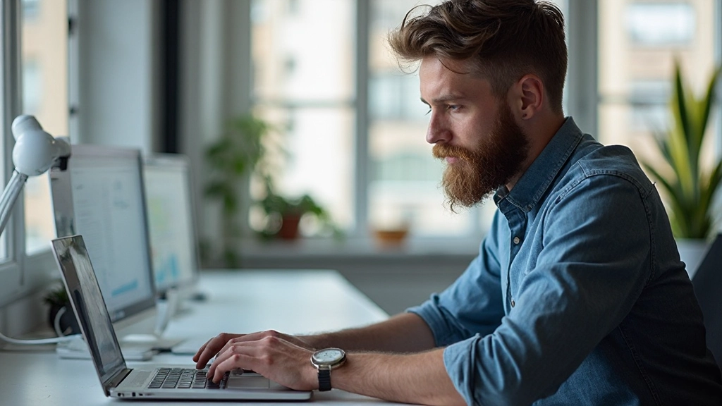 Profesionálny vývojár testuje webovú aplikáciu na počítači v kancelárskom prostredí